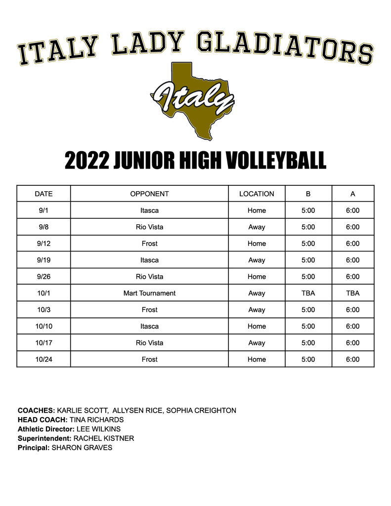 Volleyball and Football Schedules